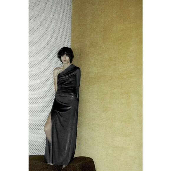 ZARA SPARKLY DRAPED DRESS dark gray - Picture 5 of 11